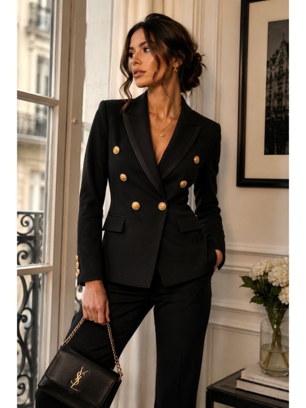 Banana Republic Icon Captain’s Blazer Black Gold Buttons Size 2 NWT